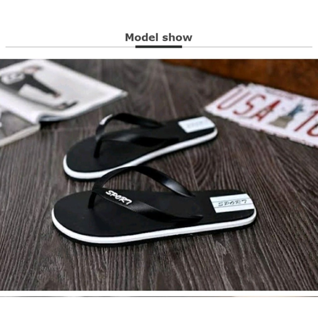 Sandal jepit pria dewasa sprt hitam terlaris terbaru termurah