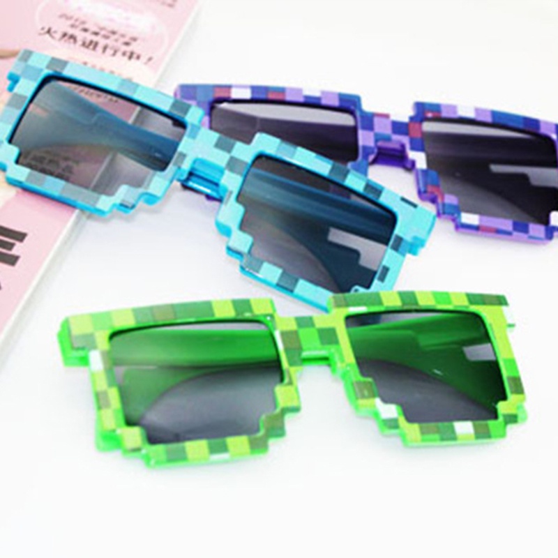 Kacamata anak Retro Pixel Lattice Kacamata Mosaik Sunglass Kepribadian Kacamata Tren Kreatif - SG