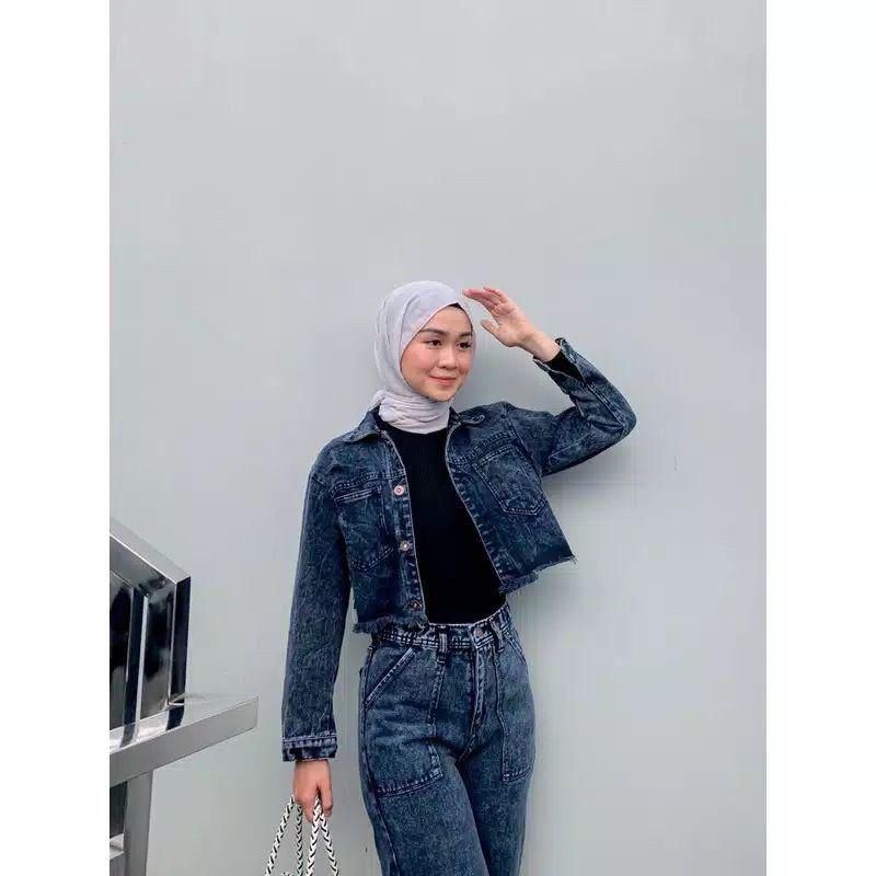 TheGirlHouse - NIRINA CROP JAKET JEANS TERMURAH