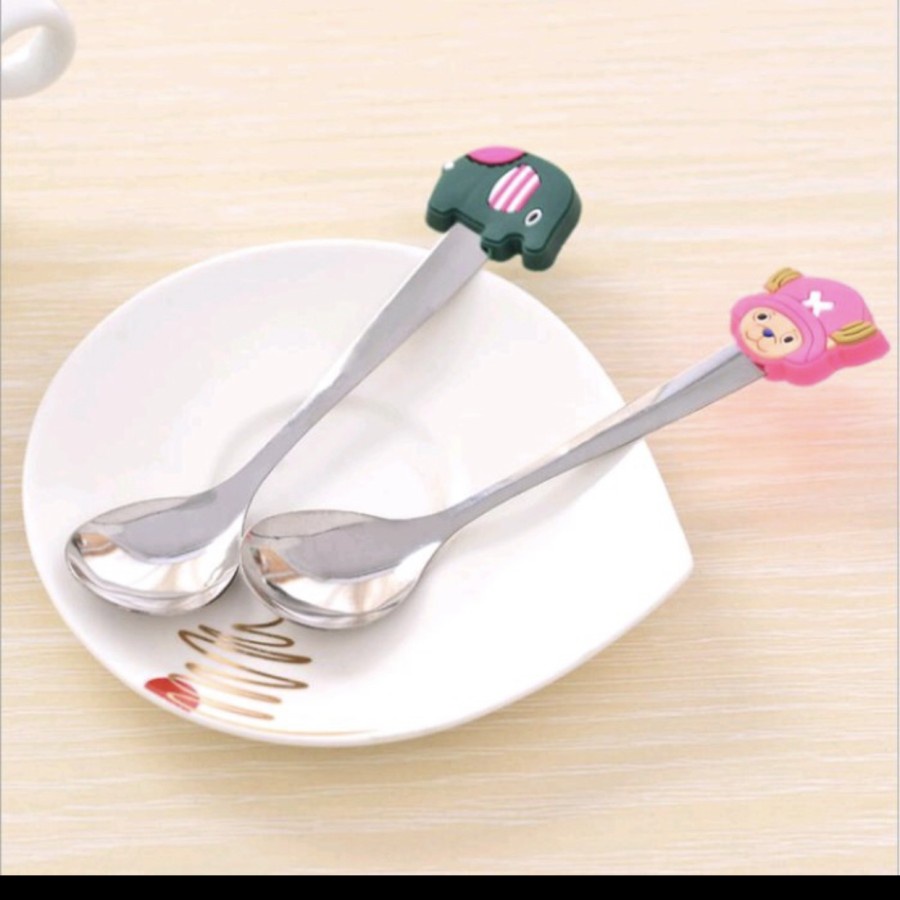 SENDOK TEH MOTIF KARTUN LUCU // SENDOK STAINLESS MOTIF ACAK - BD