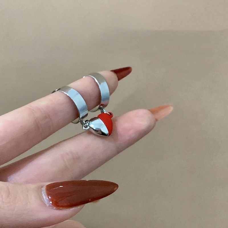 2 Pcs Cincin Pasangan Model Terbuka Magnetik Dapat Disesuaikan Untuk Hadiah Pacar