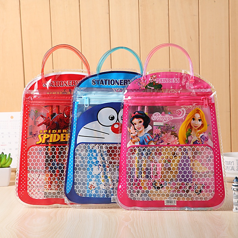 Grosir - S253 Alat Tulis 7 in 1 / Stationary Set Bentuk Tas / Peralatan Sekolah / Souvenir Ulang Tahun Anak