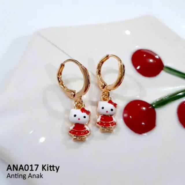 Xuping-anting anak hello kitty cat berlapis emas