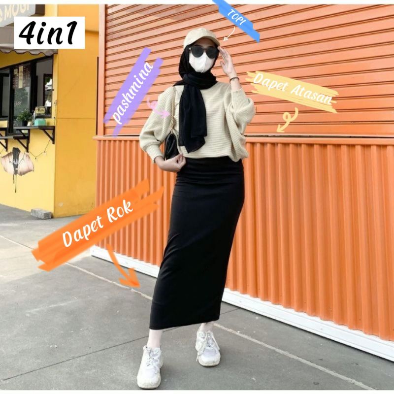 [SIAP KIRIM] Setelan Ootd Wanita Muslim 3in1 - Setelan Wanita Muslim - Ootd Baju Wanita Muslim - One