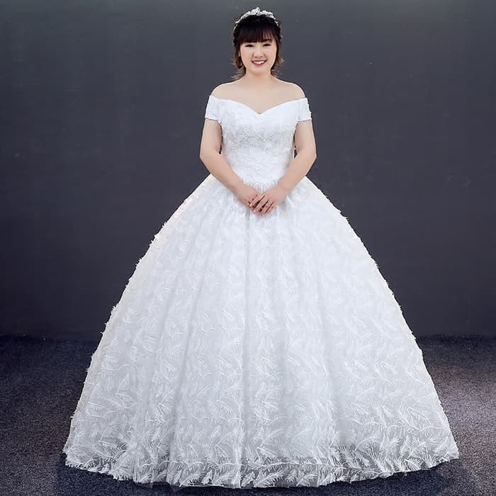 Gaun Pengantin 0270918 Putih Sabrina Big Size Wedding Gown