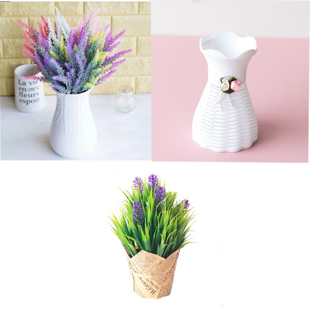 Tanaman Bunga Plastik Dekorasi Rumah Cantik IMPORT Bunga Lavender Artificial Hiasan Bunga Palsu-4