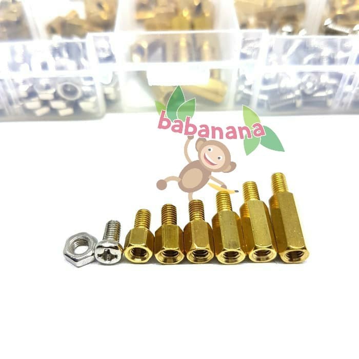 180pcs M3 Standoff screw brass Assortment kit box