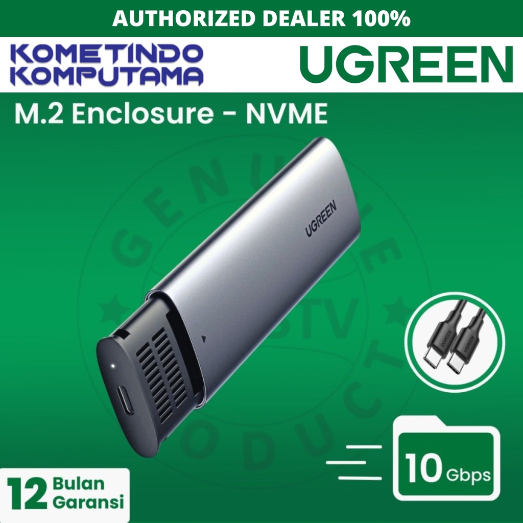 CM400 UGREEN SSD Enclosure M.2 NVME (M2) Portable Storage USB Type C 3.1 - Garansi Resmi ORIGINAL 100% 10902