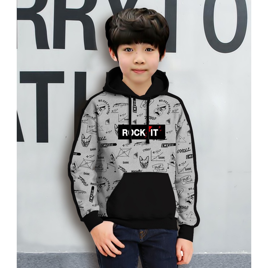 Hoodie Anak ROCK IT Anak Gaming Bahan Fleece Tebal /Jaket Anak Laki Laki/Jaket Anak Terbaru/4-11 TAHUN(FLAVA_STORE)