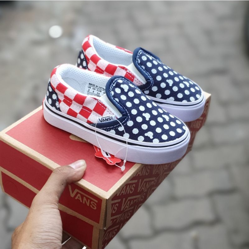 Sepatu anak vans slip on Rainbow stripe/disney sepatu anak perempuan