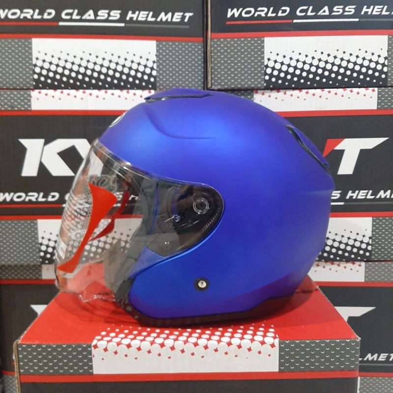 Jual HELM KYT KYOTO SOLID METALIZED FLAT BLUE / KYT KYOTO BIRU DOP