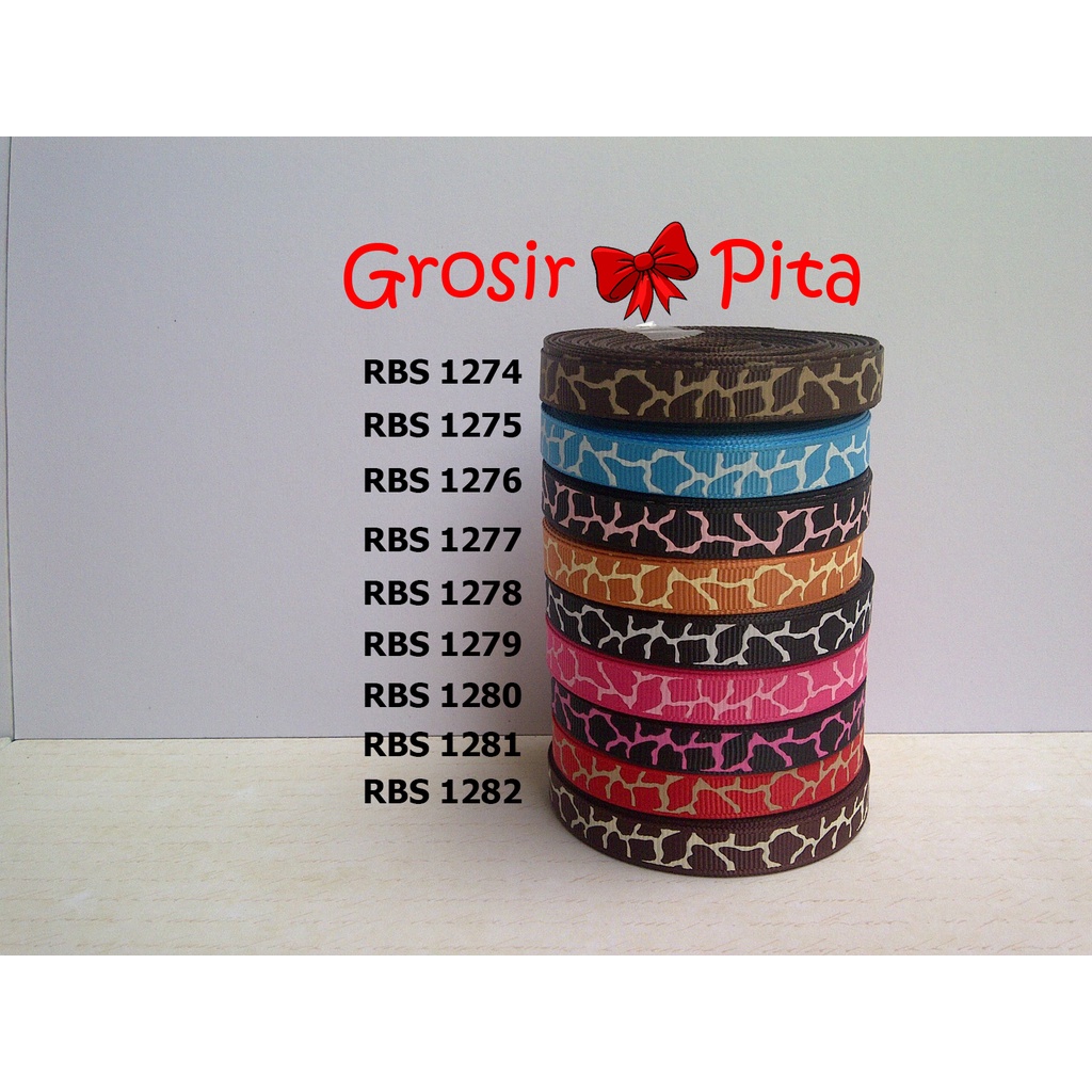 

(25 yard) Pita Grosgrain Motif Jerapah RBS 1274,1275,1276,1277,1278,1279,1280,1281,1282 | Toko Bahan Craft | Grosir Pita