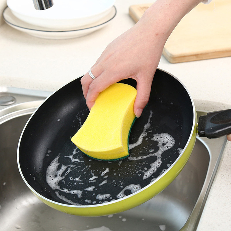 1Pcs Kitchen High Density Sponge Dishwash Wipe Fiber Scouring Pad/Bowl Pot Scouring Supplies Clean Rub Cleaning Tools