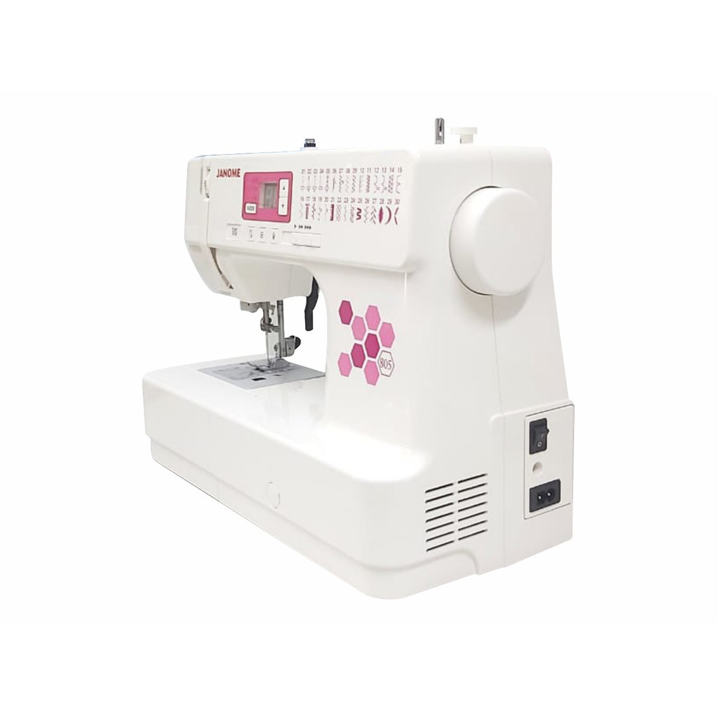 mesin jahit portable merk janome type 805 model komputer terbaru - cover display pink