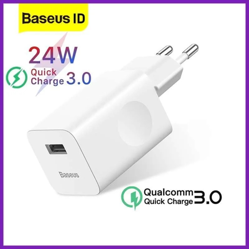 KEPALA CHARGER BASEUS FAST CHARGING   24W QUICK CHARGE QC 3.0 CHARGING ADAPTOR QUALCOM