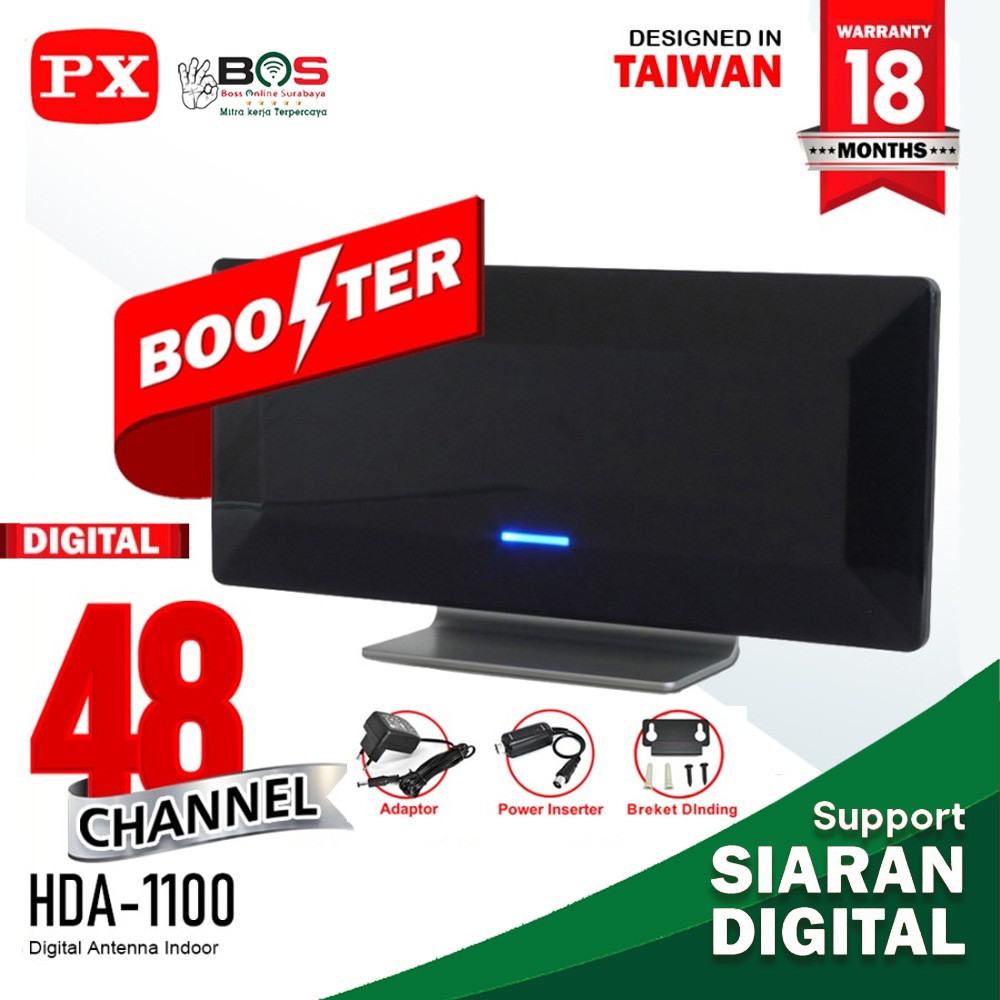 Antena TV Digital Analog PX HDA-1100 Booster Indoor Antenna + Kabel