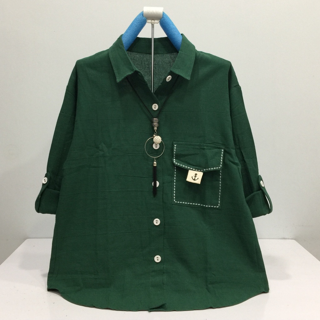 TOKOHAVEONLINE B321 ATASAN KEMEJA WANITA KATUN LINEN IMPORT SIZE XL LD 106CM-2