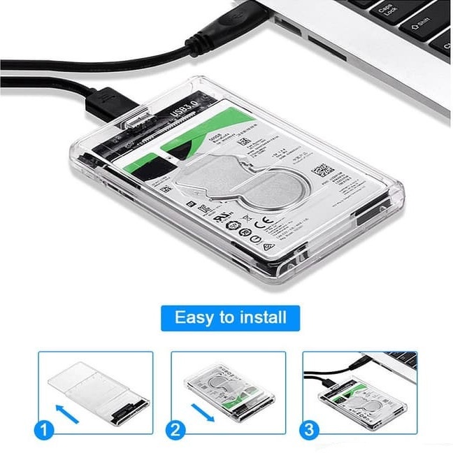 NYK Casing Harddisk 2.5&quot; Sata / HDD SSD Enclosure USB 3.0 Transparant