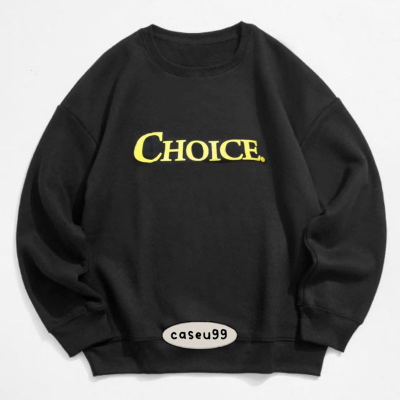 sweater choice black yellow hitam swag harajuku// Women Sweatshirts Loose Harajuku// crewneck wanita cowo laki man woman cowok perempuan cewe bahan fleece// sweater distro viral