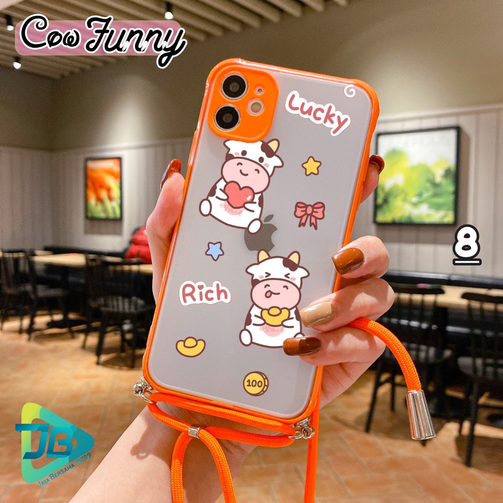 Softcase Slingcase Lanyard Choice COW FUNNY Iphone 6 7 6+ Se 2020 7+ 8 8+ JB4172