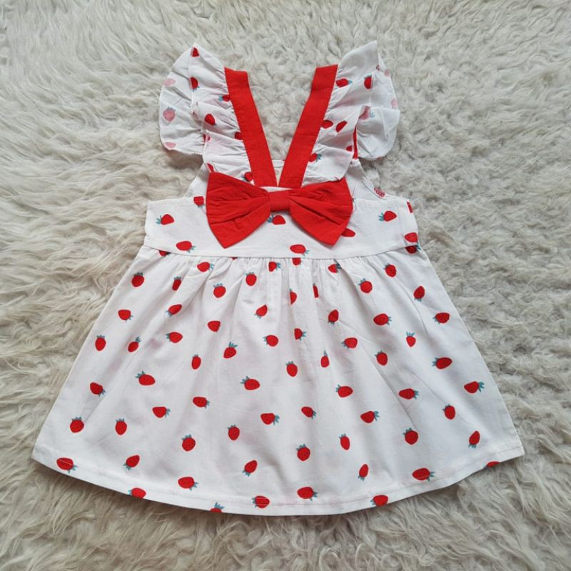 baju bayi import strawberry dress