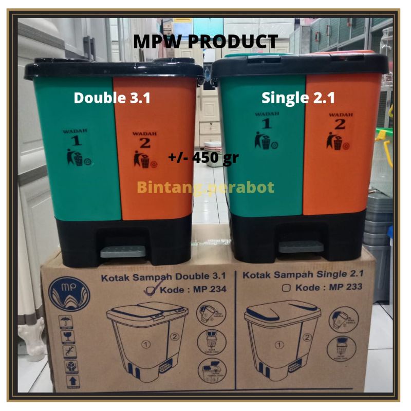 NEW MPW Produck  - Kotak Sampah Injak 20 Liter / Tempat Sampah Injek 2 Warna Wadah Terpisah / Tempat Sampah Medis / Tempat Sampah Kertas / Tempat Sampah Kantor / Tempat Sampah Organic Non Organic