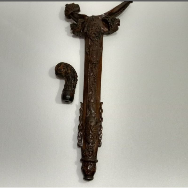 Warangka handle Gagang Keris Kayu Jati Ukir Naga