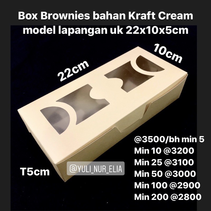 

Box Brownies bahan Kraft Cream model lapangan uk 22x10x5cm