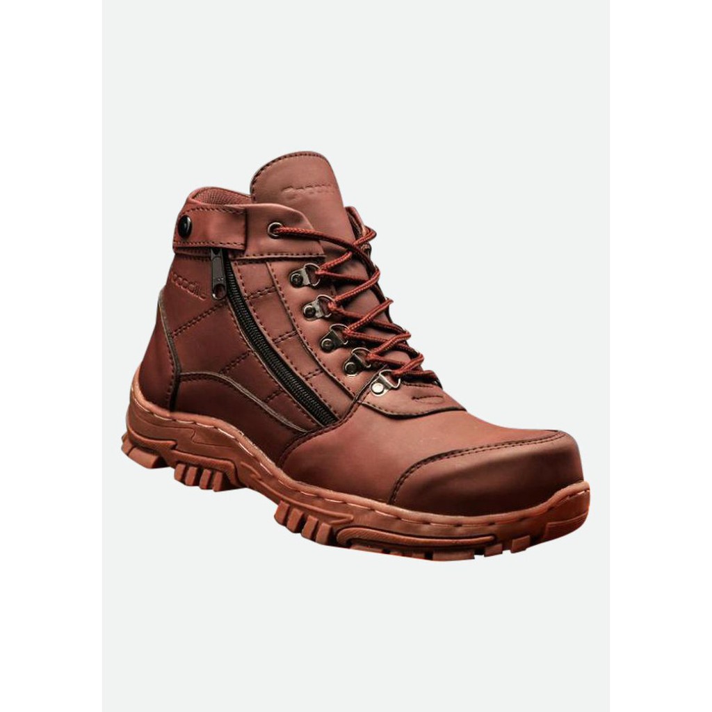 sepatu pria boots safety ujung besi crcodile morisey tan sepatu outdoor gunung muncak hiking bikers