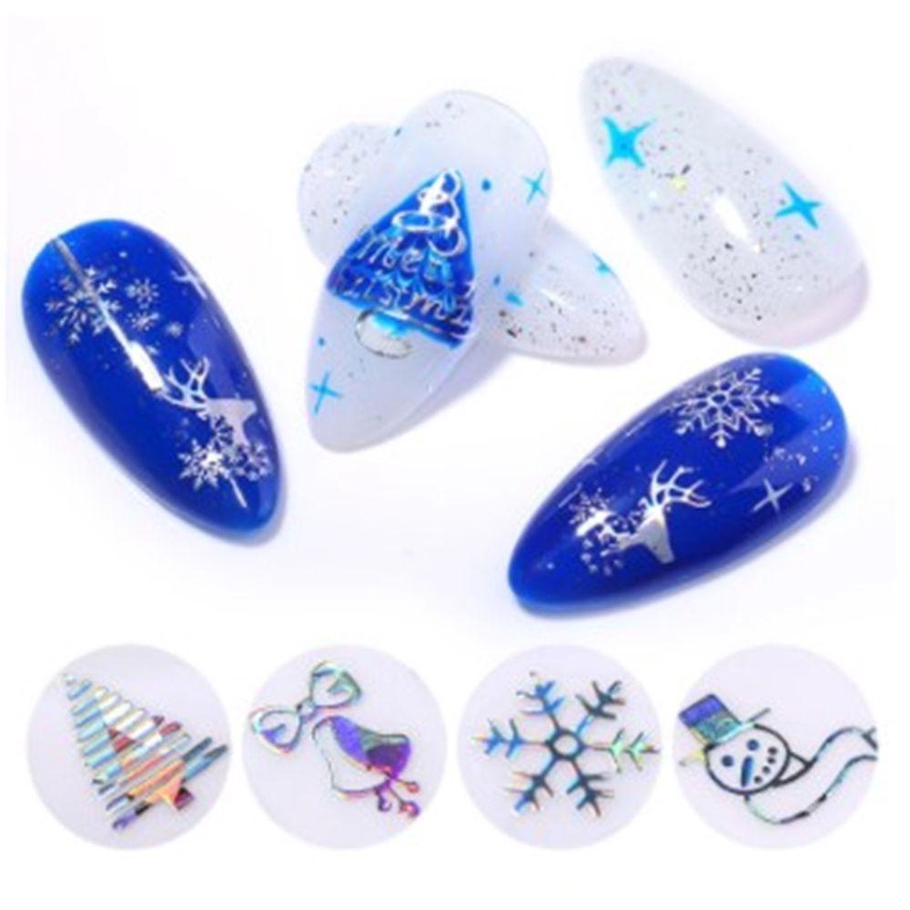 Populer Stiker Kuku Nail Art Dekorasi Maple Leaf Xmas Trees Perekat Manicure