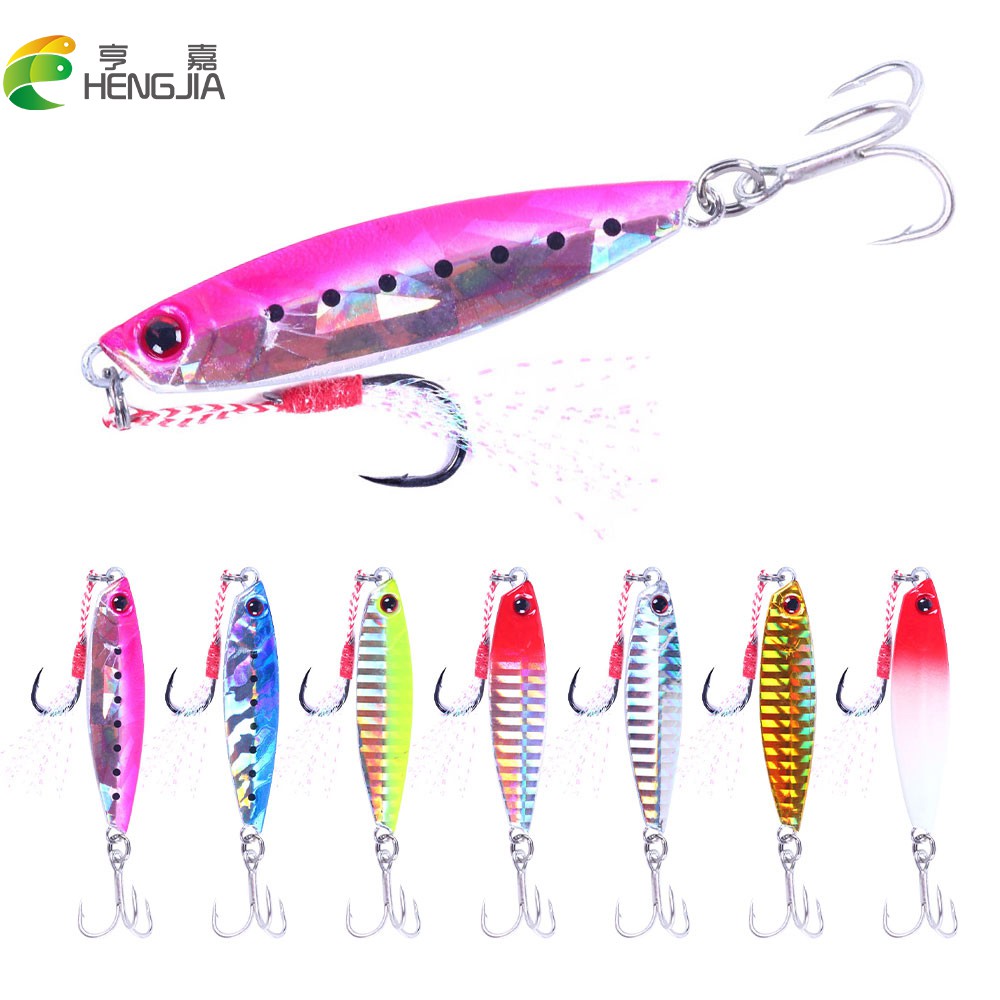 HENGJIA NEW 1PCS Luminous Metal Cast Jig Spoon 10g/15g/20g/25g/30g/40g Umpan Pncing Shore Casting Jigging Lead Fish Sea Bass Fishing Lure Artificial Bait Ikan Tackle