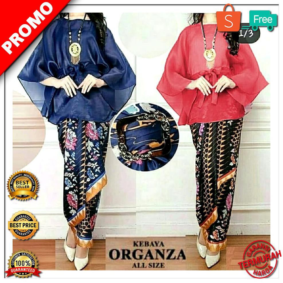 TERBARU Set Kebaya Organza Fashion Wanita Kebaya Modern - Merah BEST SELLER