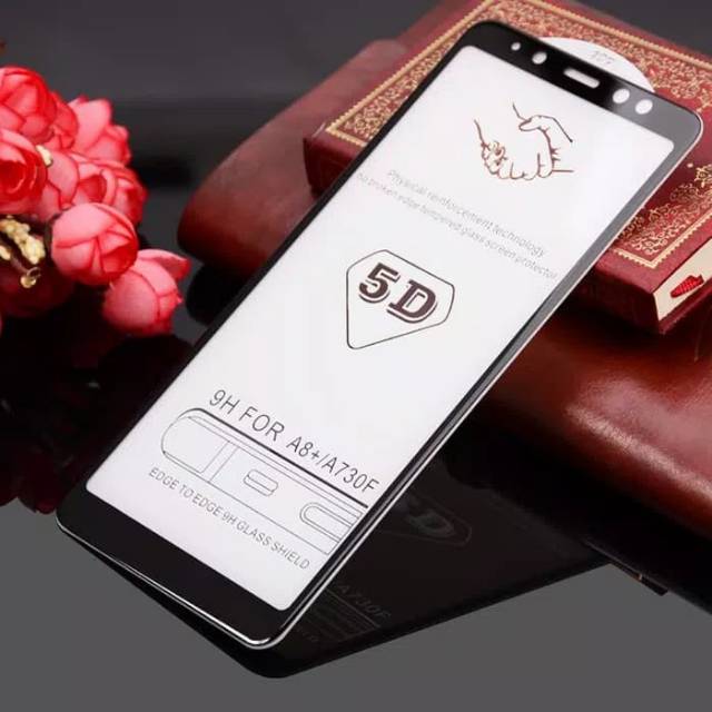 TEMPERED GLASS FULL LEM 5D 9D SAMSUNG A8 PLUS 2018 ANTI GORES KACA FULL LEM -COVER