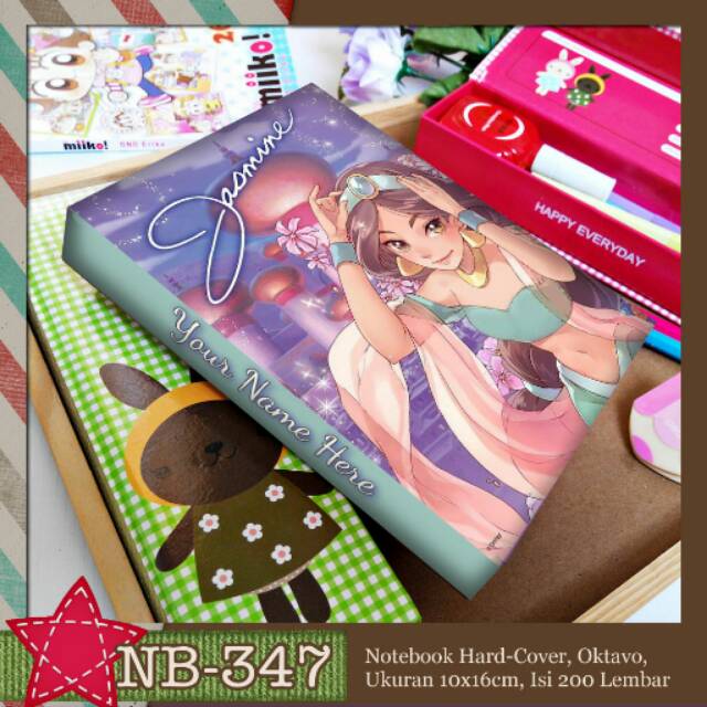 

Aneka Notebook A6 Disney Princess Cinderella Ariel Jasmine Sofia Belle Free tambah nama