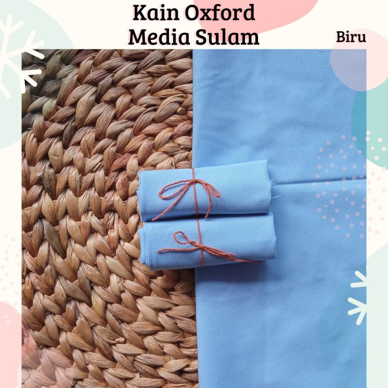 [BIRU] Kain Oxford Media Sulam Warna BIRU