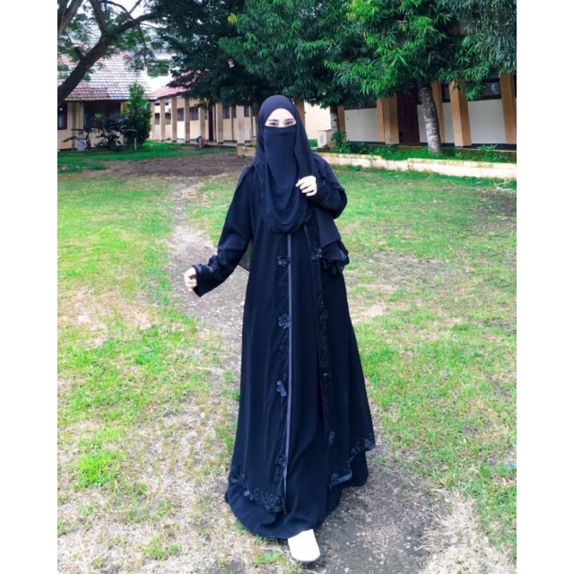 Gamis Hitam Aurora - Abaya Outer - Abaya Jetblack Abaya Saudi