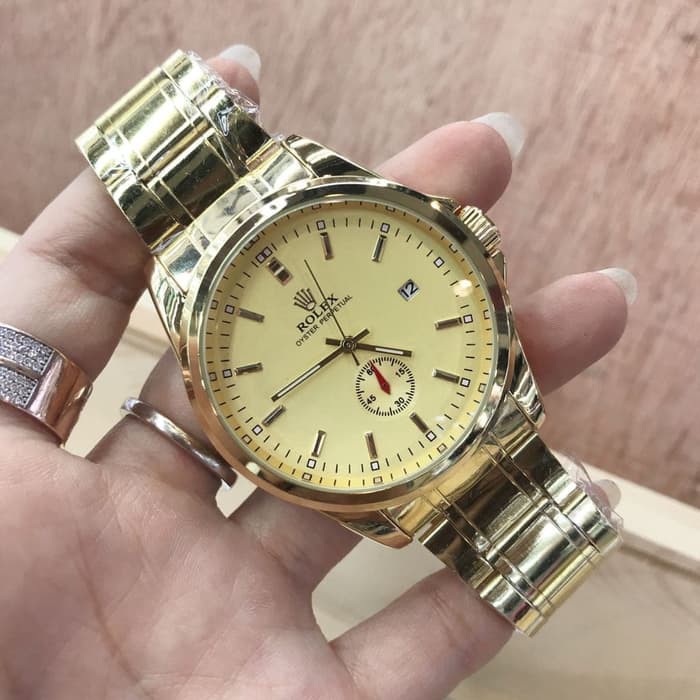 JAM TANGAN PRIA ROLEX AUTOMATIC OYSTER DETIK BAWAH FULL GOLD
