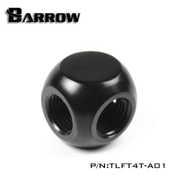 BARROW TLFT4T-A01 G1/4 Thread 4-Way Block Splitter Fitting - Black