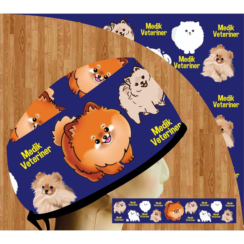 PO Topi Dokter/Scrub Hat/Surgical Cap/Headcap Printing Premium Veterinari / Dokter Hewan