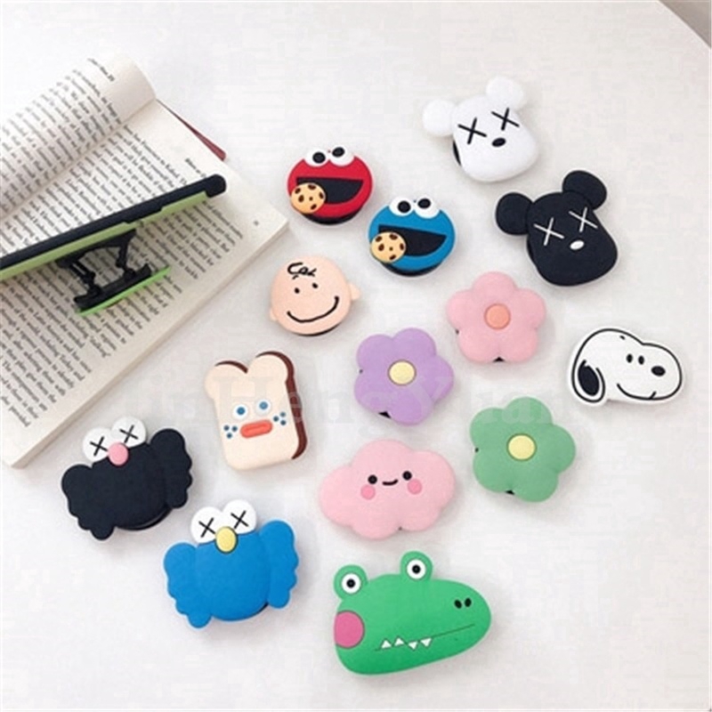 for IPhone11 Pro MAX X XR XSMA 7 8 6 Cute Cartoon Round Universal Mobile Phone Ring Holder Airbag Fold Stand Bracket Suitable for all mobile phones