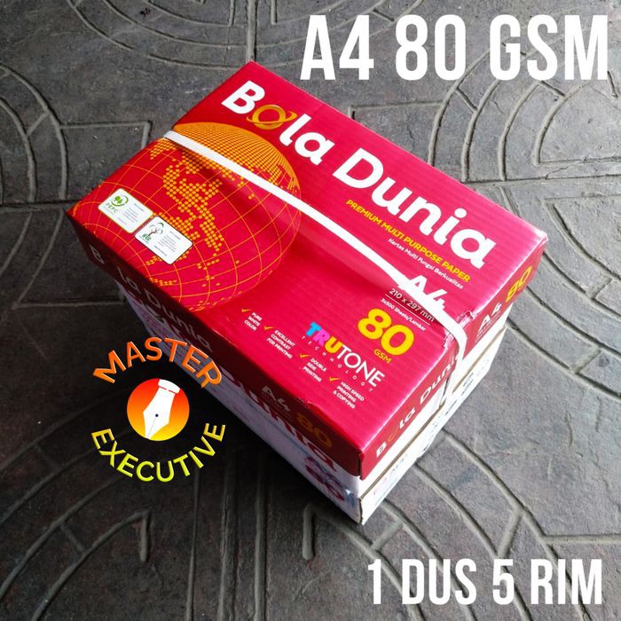 

Dijual Bola Dunia Kertas HVS A4 80 gsm 210 x 297 mm / 1 Dus / GO-JEK Bandung Murah