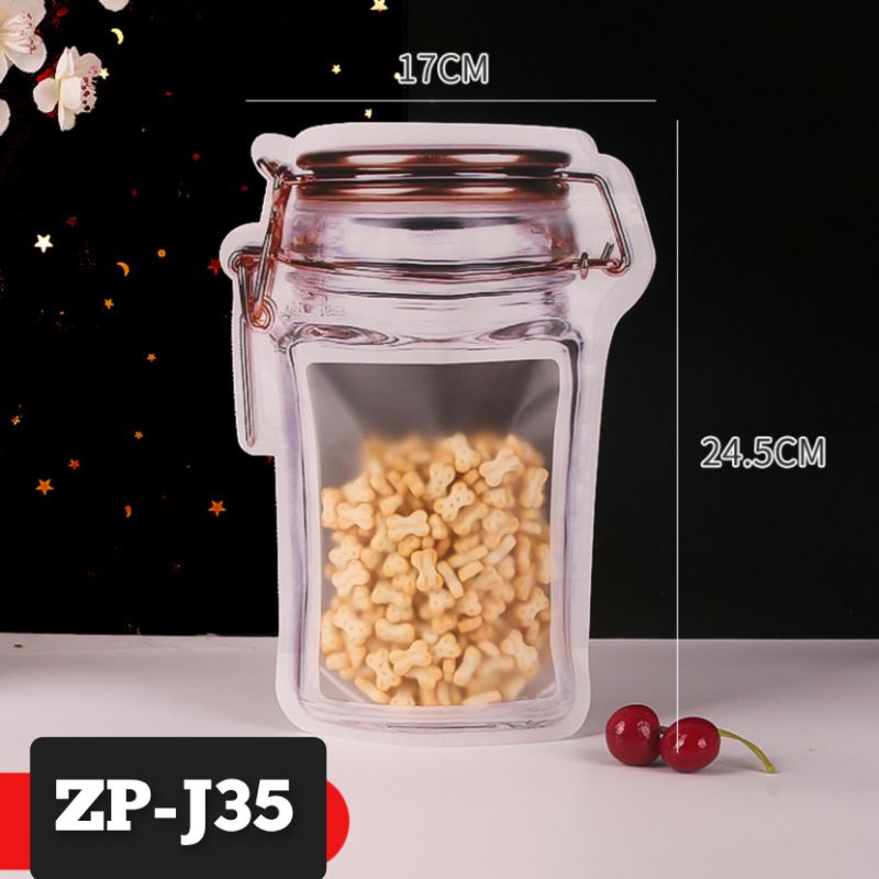 ZIPLOCK BAG 3D TOPLES JAR MEWAH ZIPPER COOKIES SNACK KACANG LUCU