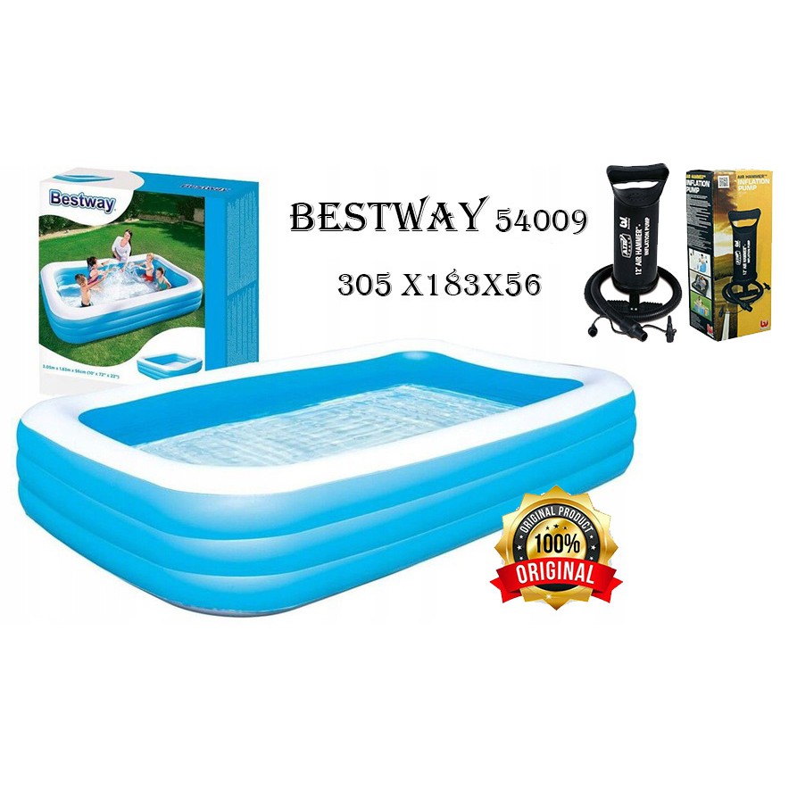 PROMO Bestway 54009 KOLAM Renang Karet Anak Dan Keluarga Rectangular Jumbo Ukuran Besar - Biru