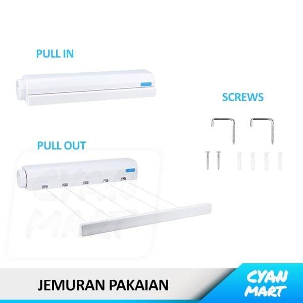 Jemuran Baju Automatic Drying Rope Clothesline Alat Jemur Pakaian