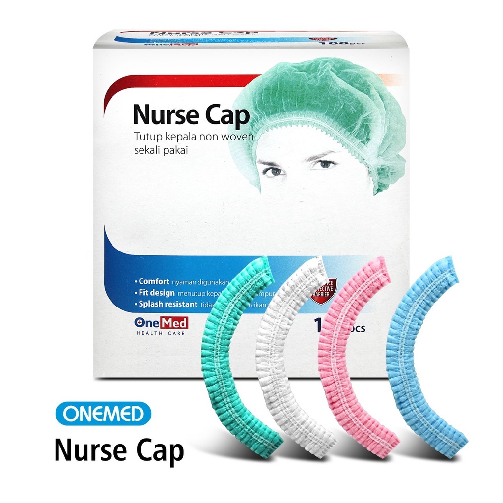 Nurse Cap Topi Perawat Penutup Kepala Non Woven OneMed box 100pcs - H OJ