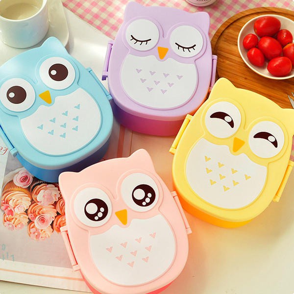 Lunch Box Owl 2 Sekat Kotak Makan Siang Kartun Burung Hantu Kotak Makan Anak Owl Burung Hantu Lunch Box Luci Model Burung Hantu 2 Grid Anak Karakter Kotak Bekal Owl