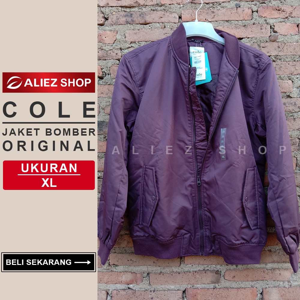 Cole Jaket Pria Bomber Parasut Maroon Ungu