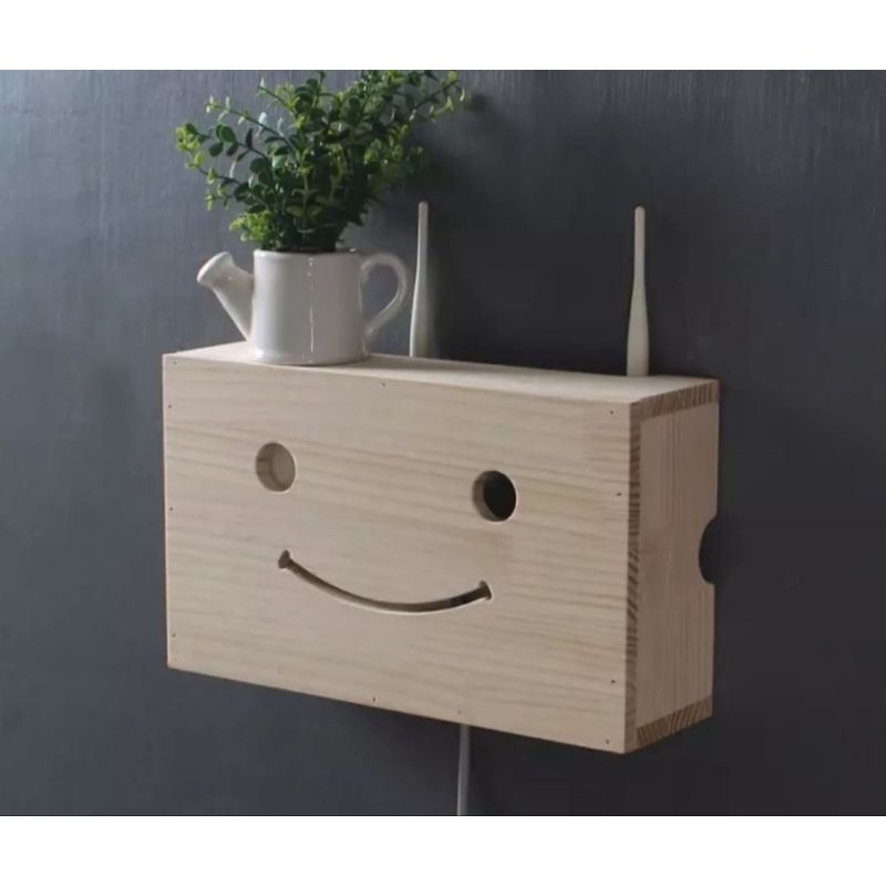 kotak wifi kayu jati asli