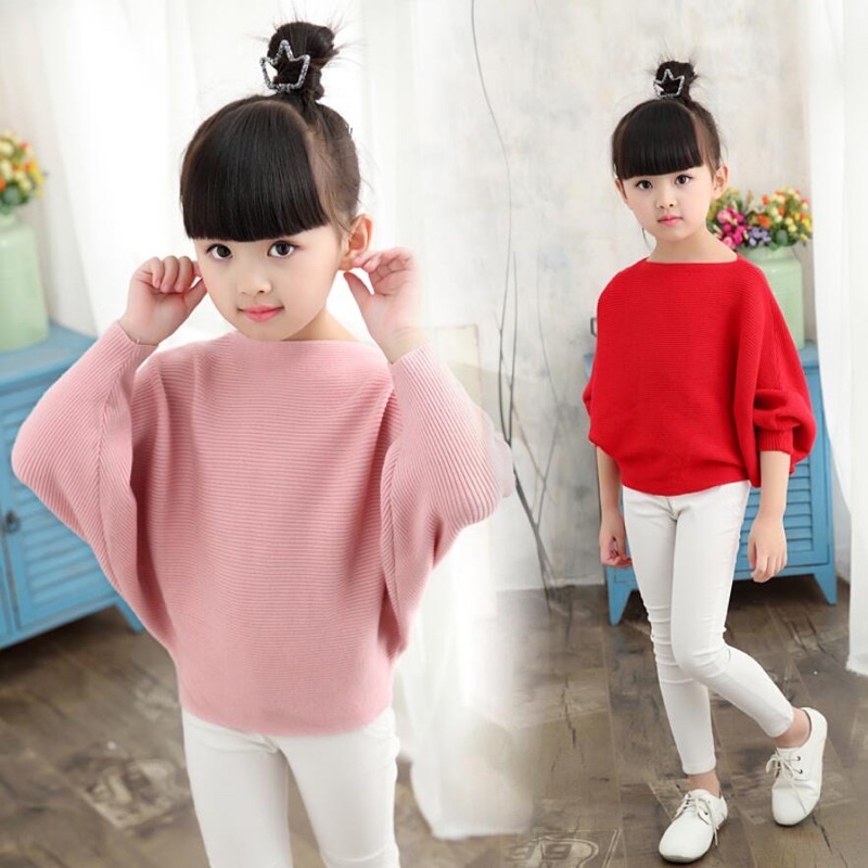 Sweater Rajut Knit Batwing Anak  Umur 3 7 Tahun