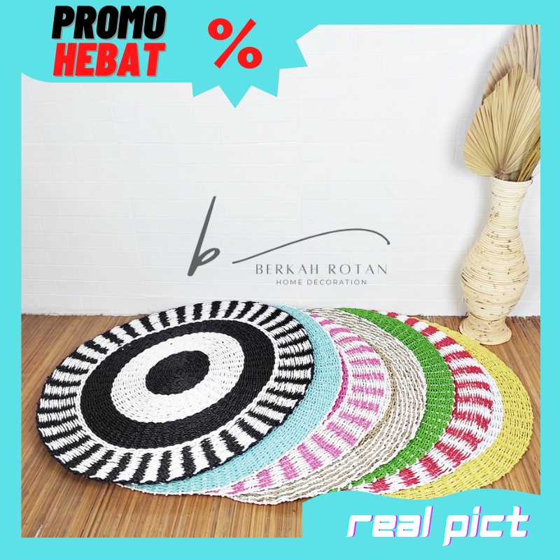 KARPET ANYAMAN ROTAN WARNA WARNI KARPET UNIK